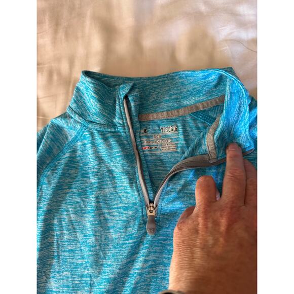 Under Armour teal blue quarter zip shirt size large - Picture 2 of 2